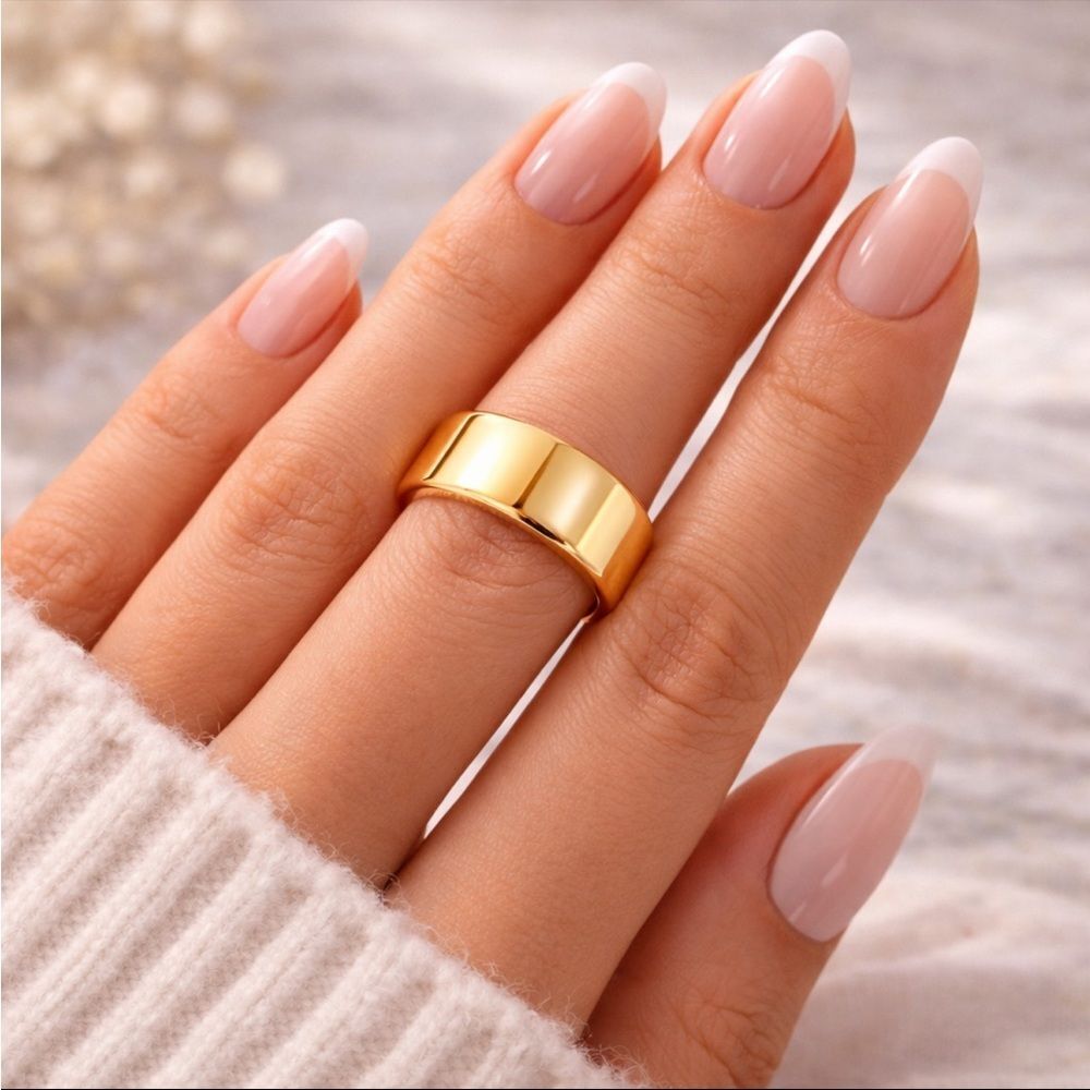 14K Gold 10mm Chunky Domed Band Ring Wide Gold Filled Unisex Comfort Statement - Picture 6 of 8